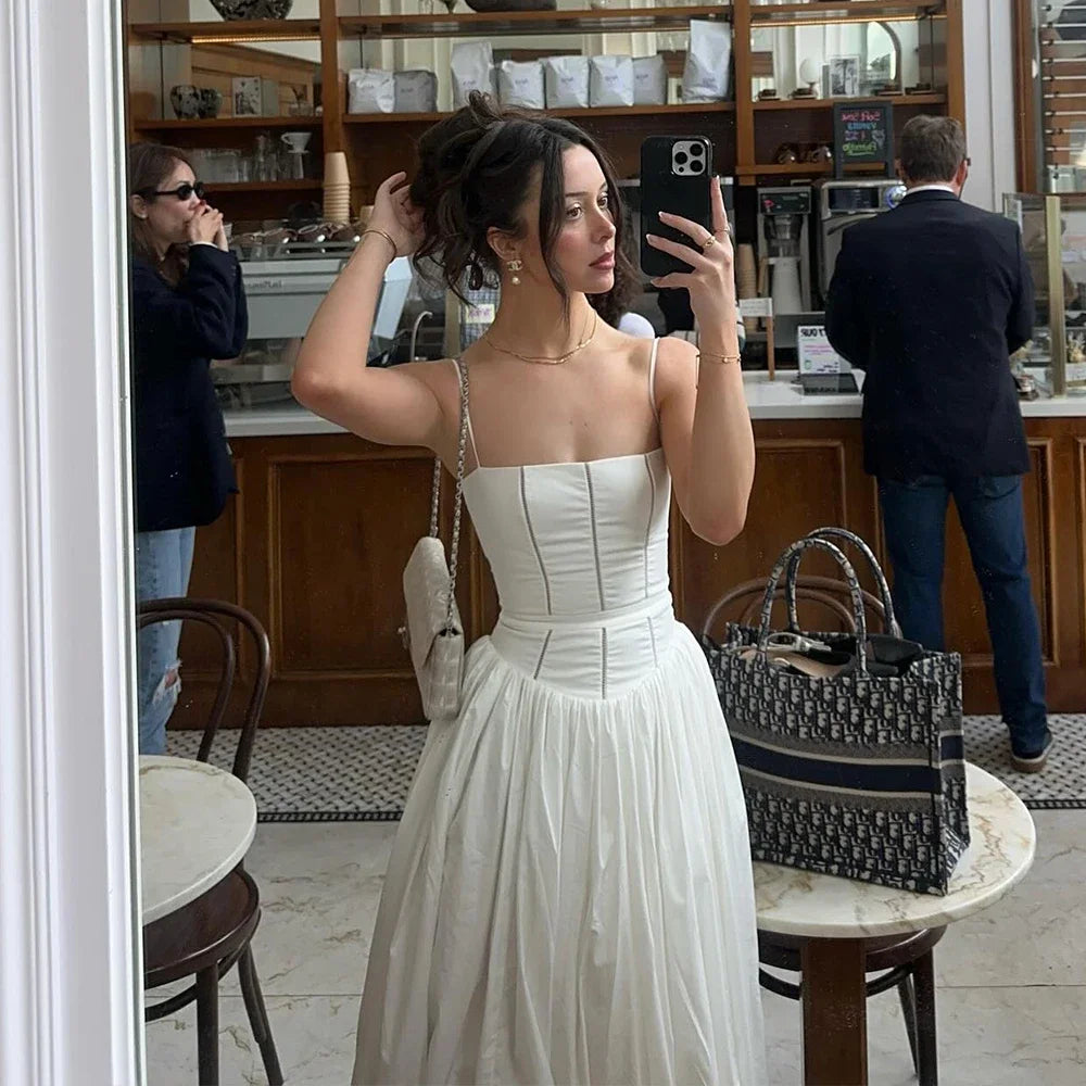 Summer Elegant Dresses for Women 2024 New Arrivals Hollow Out Flare Birthday Party Dresses Midi Print Female Clothing