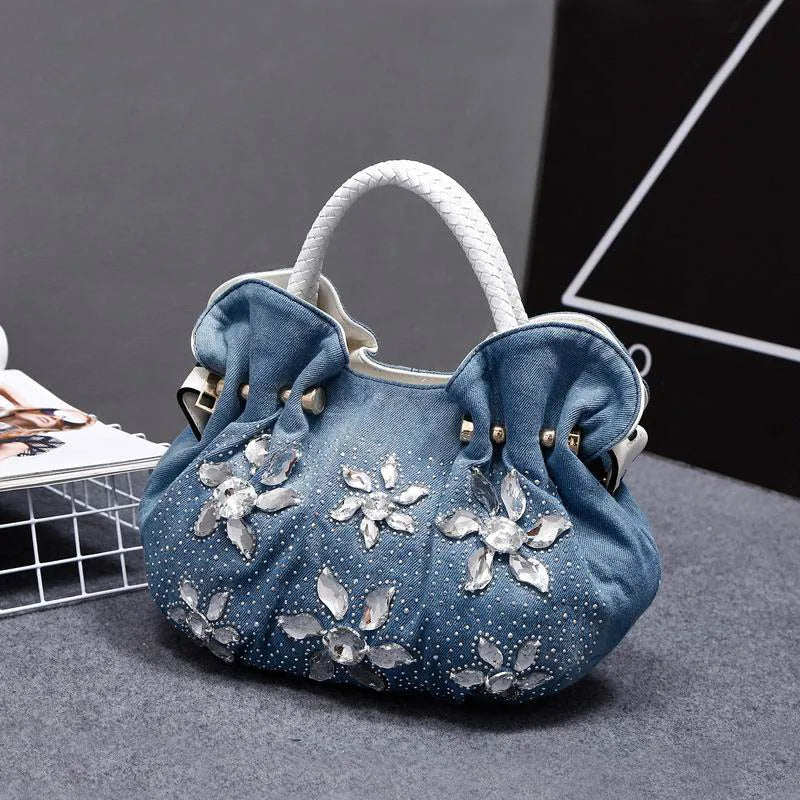 Woman Denim Handbags Bags Vintage Luxury Rhinestone Shoulder Bags Women'S Small Bags Jean Bolsas Femininas for Women