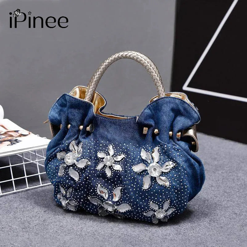 Woman Denim Handbags Bags Vintage Luxury Rhinestone Shoulder Bags Women'S Small Bags Jean Bolsas Femininas for Women