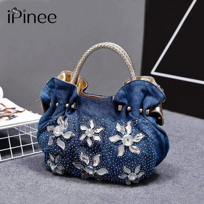 Woman Denim Handbags Bags Vintage Luxury Rhinestone Shoulder Bags Women'S Small Bags Jean Bolsas Femininas for Women