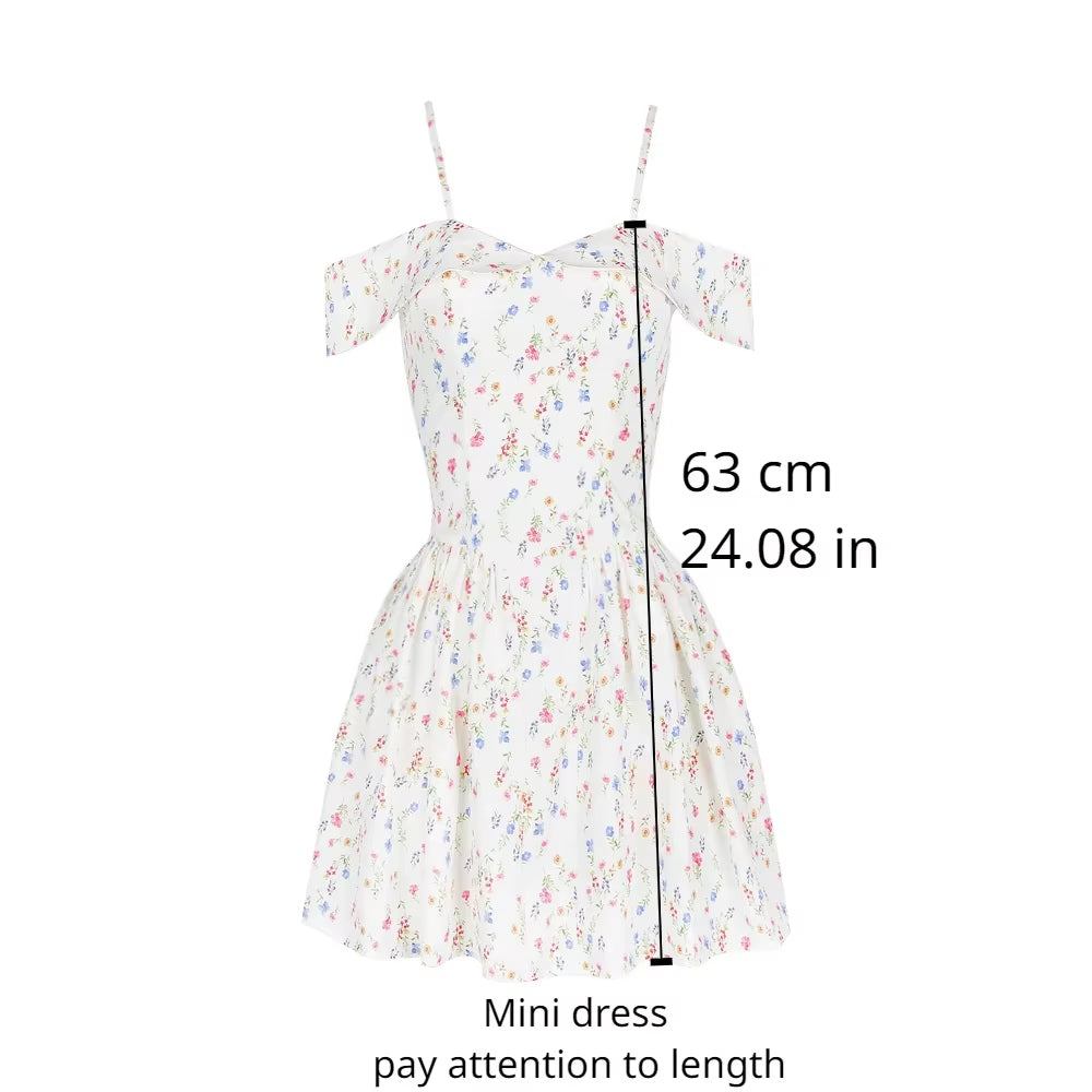 Mingmingxi Fashion Summer Dresses 2024 Floral Print Party Dresses off the Shoulder Holiday Dress Elegant a Line Women Clothing