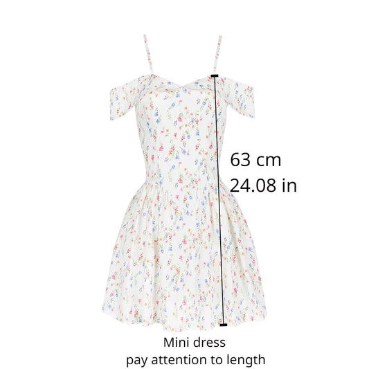 Mingmingxi Fashion Summer Dresses 2024 Floral Print Party Dresses off the Shoulder Holiday Dress Elegant a Line Women Clothing