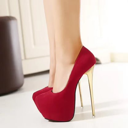 Big Size 41 42 43 44 45 Sexy Pumps Wedding Women'S Fetish Shoes Concise Woman Pumps High Heels Stripper Flock Pumps 16 Cm Autumn