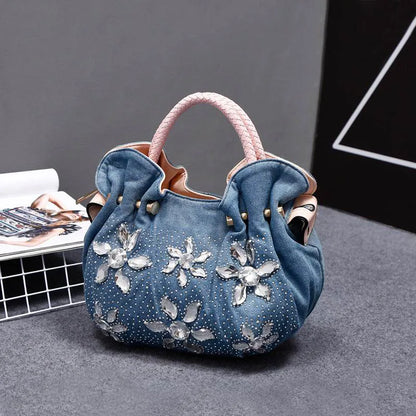 Woman Denim Handbags Bags Vintage Luxury Rhinestone Shoulder Bags Women'S Small Bags Jean Bolsas Femininas for Women
