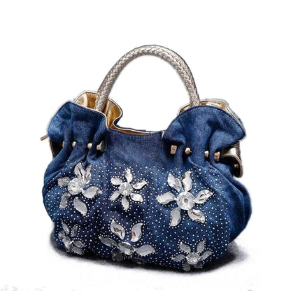 Woman Denim Handbags Bags Vintage Luxury Rhinestone Shoulder Bags Women'S Small Bags Jean Bolsas Femininas for Women