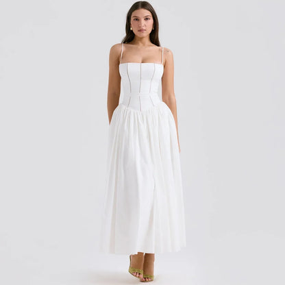 Summer Elegant Dresses for Women 2024 New Arrivals Hollow Out Flare Birthday Party Dresses Midi Print Female Clothing