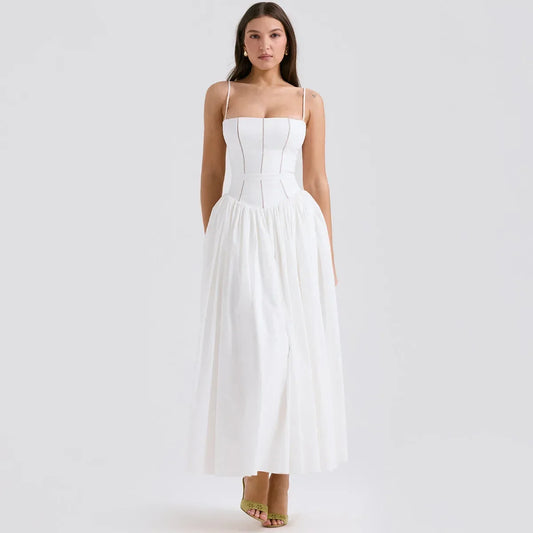 Summer Elegant Dresses for Women 2024 New Arrivals Hollow Out Flare Birthday Party Dresses Midi Print Female Clothing