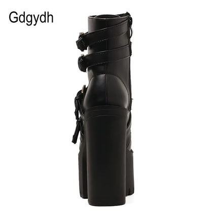 Sexy Rivet Black Ankle Boots Women Platform Soft Leather Autumn Winter Ladies Boots with Zipper Ultra High Heels Shoes