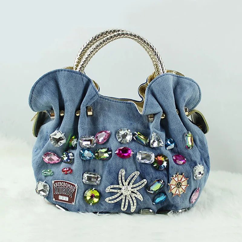 Woman Denim Handbags Bags Vintage Luxury Rhinestone Shoulder Bags Women'S Small Bags Jean Bolsas Femininas for Women