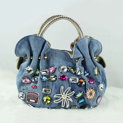 Woman Denim Handbags Bags Vintage Luxury Rhinestone Shoulder Bags Women'S Small Bags Jean Bolsas Femininas for Women